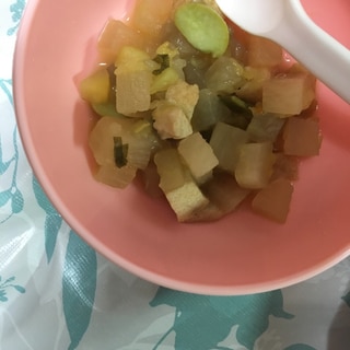 離乳食完了期☆枝豆と厚揚げ豆腐の煮物(*^^*)